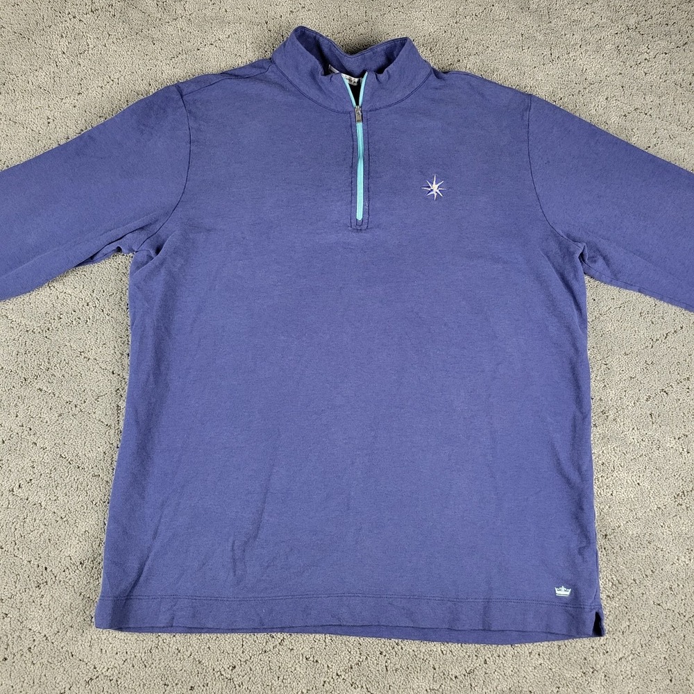 Peter Millar Sweater Mens L Blue 1/4 Zip Mock Neck Long Sleeve Golf Pullover